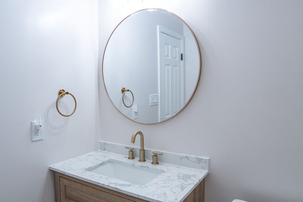New mirror installed inside a Rocville bathroom